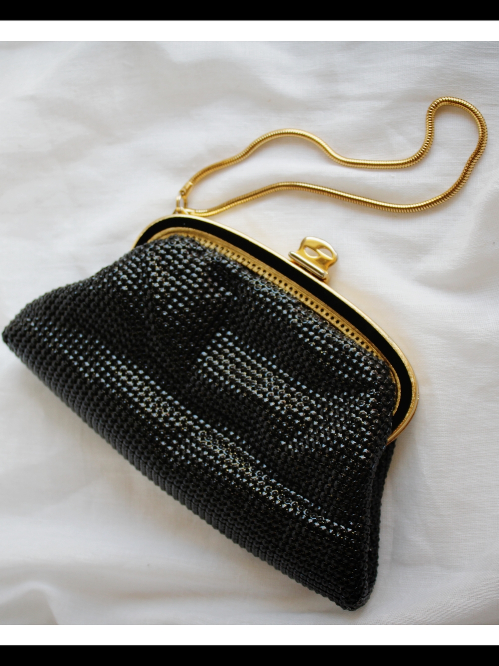 Vintage "Sterling Mesh" Black/Gold Clutch/Handbag-Made In Australia